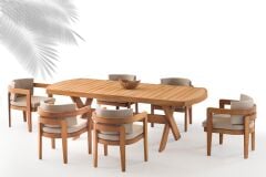 Astin Ahşap Bahçe Masa Takımı (6 Kişilik)