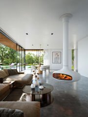 Beyaz Oval Ufo Asma Şömine (Koruma Teli Hediyeli)